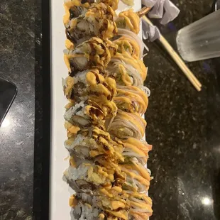 Left Crunchy Sushi and right Spicy Cowboy Sushi