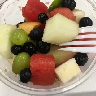 Fruit Bowl.  Yummy  Fresh and only $5.00.   For a mixture of fruits   blueberries-  - guava -  -  Its ono.