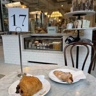 Chocolate croissant and strawberry turnover