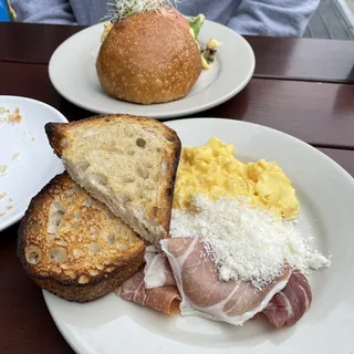 Prosciutto & Parmesan Scrambled Egg Plate