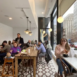 Bar and table seating.