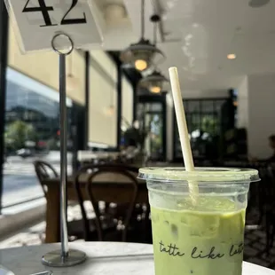 a cup of green tea