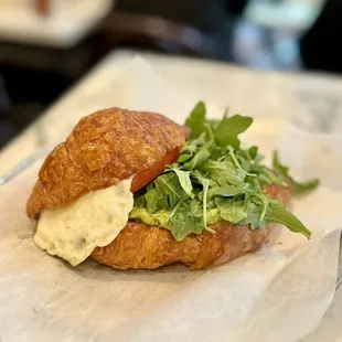 Croissant breakfast sandwich