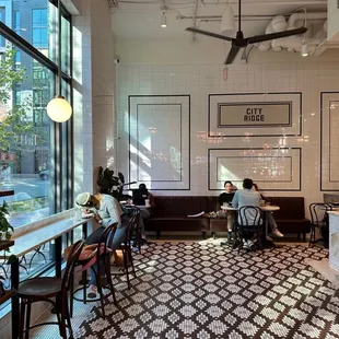 people sitting at tables