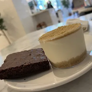 a dessert and a cup of coffee