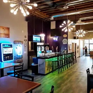 a bar with neon lights