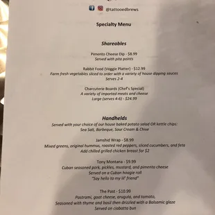 Food menu