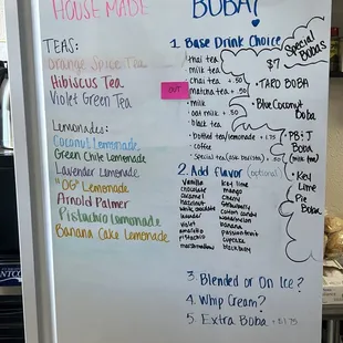 a white refrigerator with a list of items on it