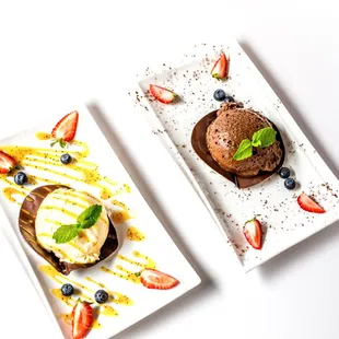 Passion Fruit Mousse and Chocolate Mousse