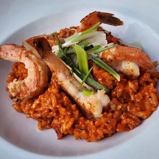 Guajillo Risotto with Tequila-Lime Shrimp