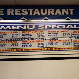 a menu for a restaurant