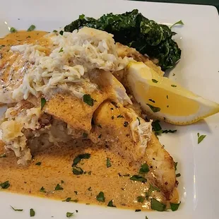 Special of the day. Flounder with crab meat and chipotle hollandaise