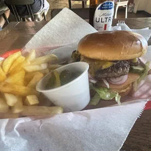 Mon lunch special , burger and fries $6