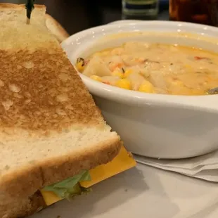 Half of sandwich and side of soup lunch special