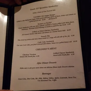 menu