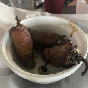 Atomic Eggs with strawberry sauce. Russian Roulette game, some are super spicy!