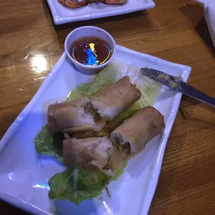 Delicious! Egg rolls and grilled shrimp appetizer!