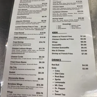 New menu