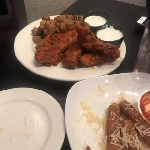 Buffalo Chicken Strips and Fried Okra