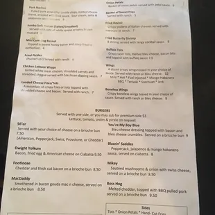 the menu for the restaurant