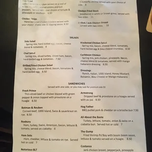 the menu for the restaurant