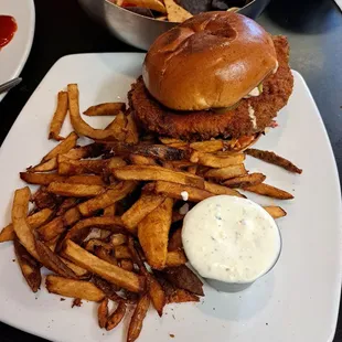 White House Hot Chicken sandwich and fries