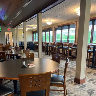 tables and chairs in a restaurant