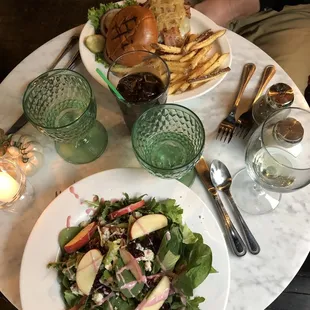 Tavern burger and apple salad