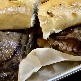 Sliced London Broil with Onions and Ghost pepper  Cheese.