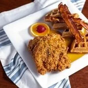 Best fried chicken Newport Beach | Buttermilk Chicken, Malted Waffles, Pecan smoked Bacon with Vermont Syrup anyone?