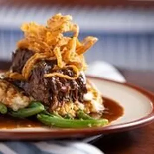 Boneless Short Ribs with Mashed Potatoes, Green Beans and Creamed Horseradish.....so Good!