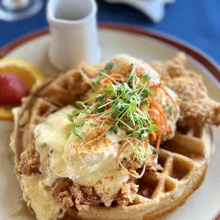 Chicken &amp; Waffle Benedict!