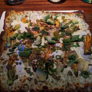 Squash Blossom and Artichoke Flatbread