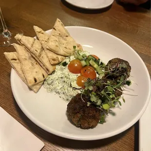 Mediterranean meatballs. Overall good, but meat was a little dry.