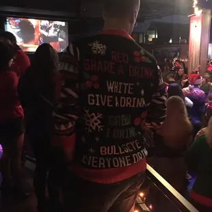 When you have a game on the back of your Christmas Sweater