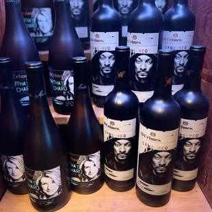 bottles of wine on a shelf