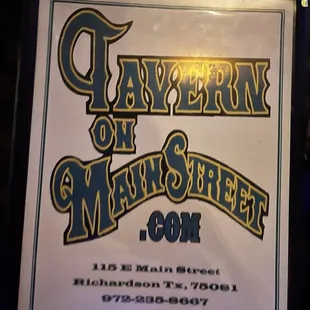 Menu cover