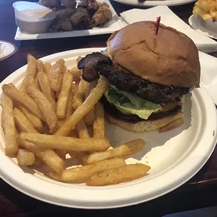 Chuck Norris burger and fries