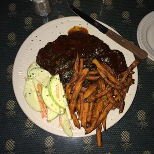 babyback ribs w/ apple slaw &amp; sweet potato fries. MOST amazing ribs ever, you must order