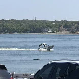 The view overlooking the lake from the back patio.
