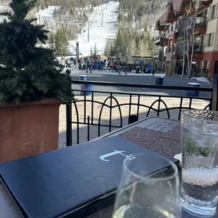 Outdoor seating, view of the mountain