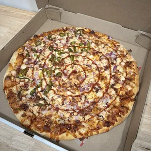 BBQ Chicken Pizza (XL) with half jalapeños