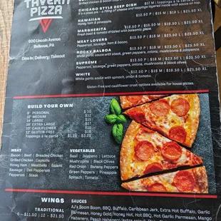 pizza, menu