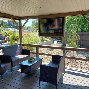 Gazebo with television.