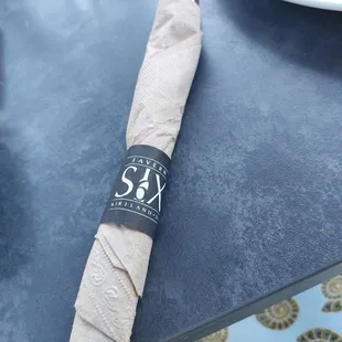 So fancy, their pens and napkin wraps have the tavernas name on them.