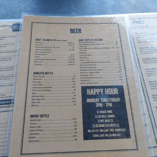 Menu as of August 2022.