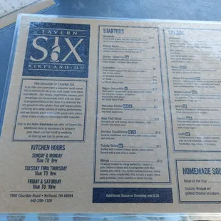 Menu as of August 2022.