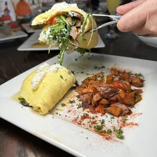 Portobello goat cheese omelette