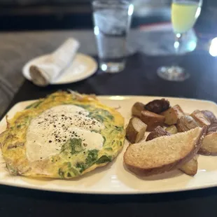 Brunch special from board, breakfast frittata