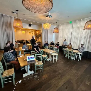 Taverna event space for a working offsite.